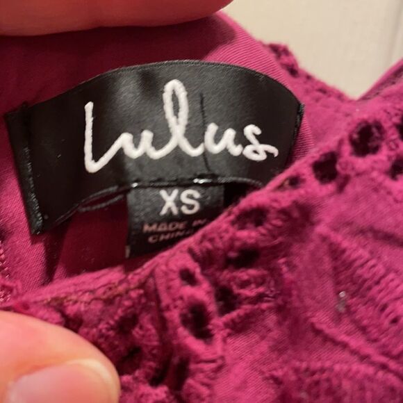 Lulu’s Biscay Magenta Ruffled Eyelet Lace Dress - Picture 7 of 8